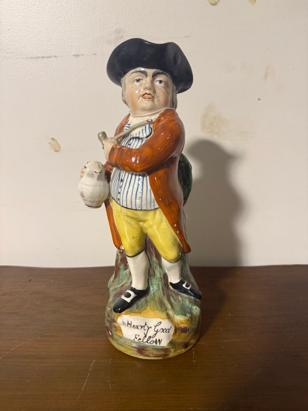 Antique Toby Jug "Hearty Good Fellow" Standing Jovial Gentleman Smoking a Pipe